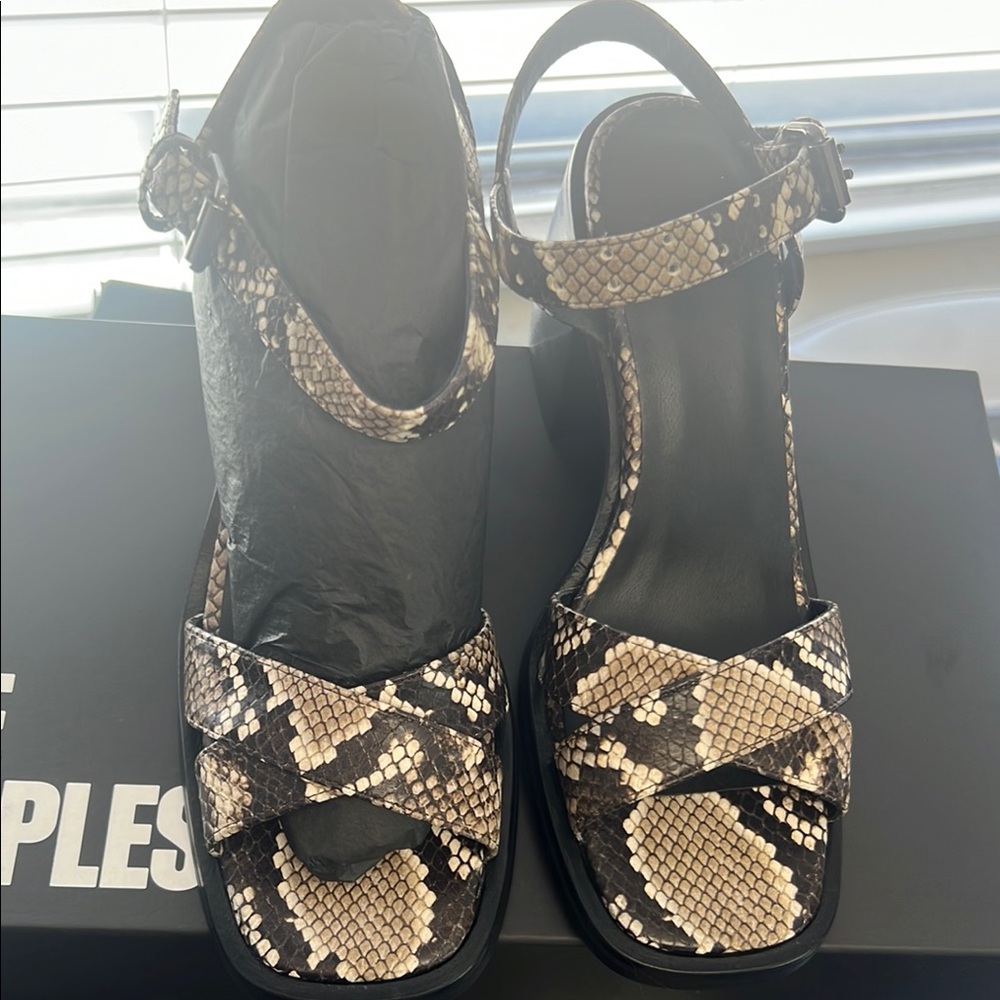 The Kooples Cream and Black Heels with Adjustable Ankle Strap